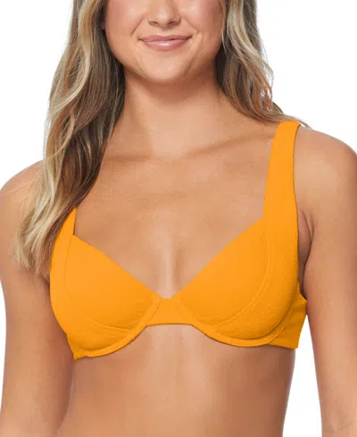 Shop Raisins Juniors' Full Moon Sculpted V-neck Bikini Top In Orange