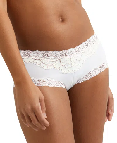 Shop Maidenform Scalloped Lace Hipster Underwear 40823 In White,rose Gold