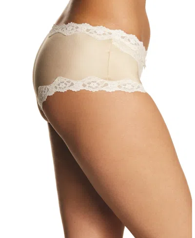Maidenform Scalloped Lace Hipster Underwear 40823 In White,rose Gold