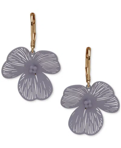 Shop Lonna & Lilly Gold-tone Open Flower Leverback Drop Earrings In Lavender