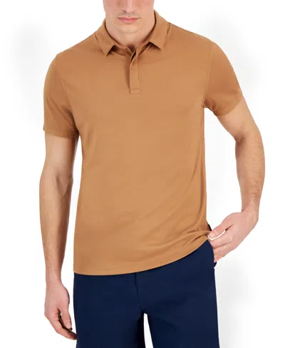 Shop Alfani Men's Alfatech Stretch Solid Polo Shirt, Created For Macy's In Foxy Brown