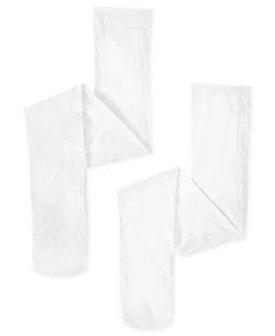 Trimfit 2-pack Lace Microfiber Tights, Little Girls & Big Girls In White,white