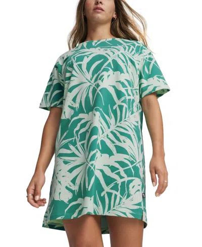 Shop Puma Women's Essential Palm Resort Short-sleeve T-shirt Dress In Fresh Mint