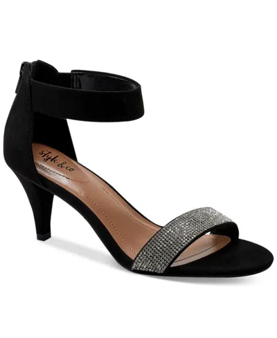 Shop Style & Co Phillys Two-piece Evening Sandals, Created For Macy's In Black,silver