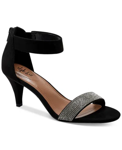 Style & Co Phillys Womens Padded Insole Embellished Evening Heels In Black,silver