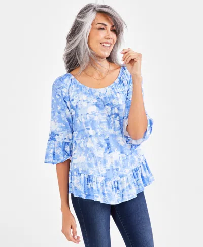 Shop Style & Co Petite Embellished Convertible-neck Top, Created For Macy's In Sunset Pleasant Periwinkle