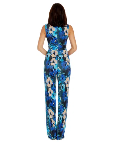 Shop Dress The Population Women's Hunter Floral-print Jumpsuit In Cobalt Mul