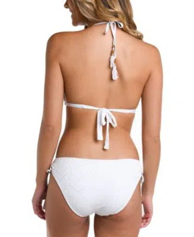 Shop La Blanca Womens Saltwater Sands Eyelet Halter Bikini Top Saltwater Sands Tassel Tie Hipster Bottoms In White