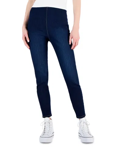 Shop Tinseltown Juniors' High-rise Pull-on Skinny Jeans In Francine Wash