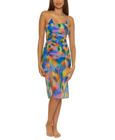 Shop Becca Women's Paper Mache Side-ruched Skirt Swim Cover-up In Multi