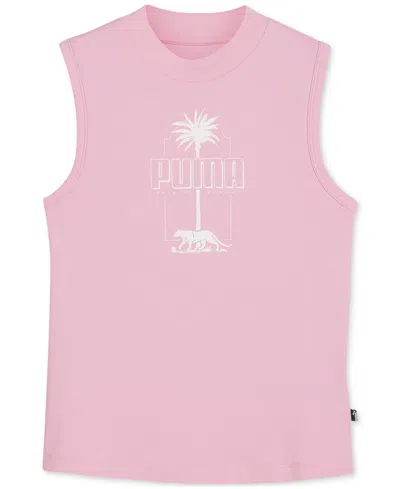 Shop Puma Women's Palm Resort Sleeveless Tank Top In Pink Lilac