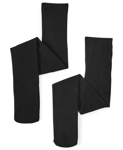 Trimfit 2-pack Microfiber Tights, Little Girls & Big Girls In Black,black
