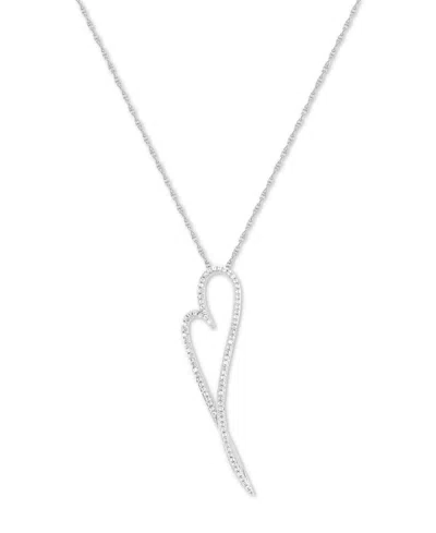 Shop Macy's Lab-grown White Sapphire Elongated Heart 18" Pendant Necklace (5/8 Ct. T.w.) In Silver