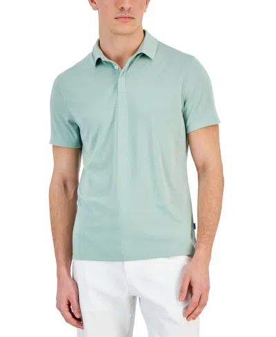 Shop Alfani Men's Alfatech Stretch Solid Polo Shirt, Created For Macy's In Green Pond