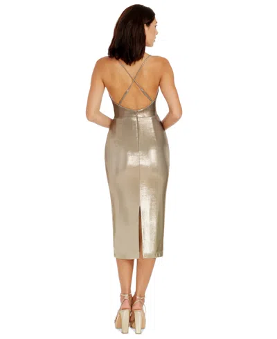 Shop Dress The Population Women's Metallic Ruched Bodycon Dress In Olive Mult