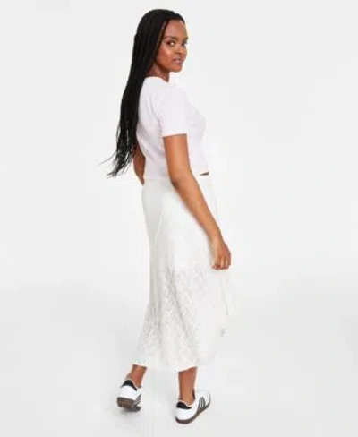 Shop Ultra Flirt Tai Apparel La Baby Tee Cropped Top Ikeddi Asymmetrical Lace Skirt In Pale Mauve