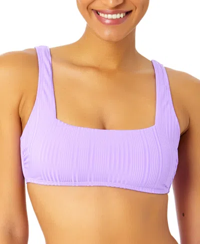 Shop Salt + Cove Salt & Cove Juniors' Ribbed Square-neck Bikini Top, Created For Macy's In Purple