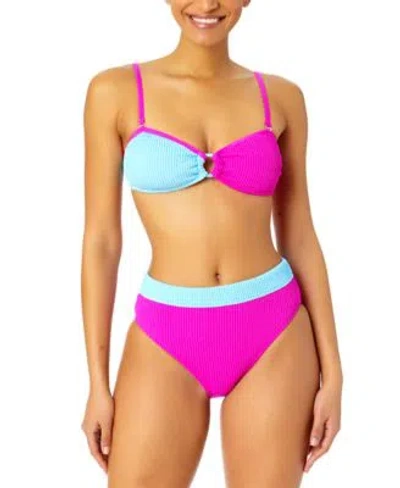 Shop Salt + Cove Salt Cove Juniors Colorblocked Convertible Bikini Top Bottoms Created For Macys In Pink