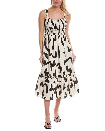 Shop Crosby By Mollie Burch Whitner Linen-blend Midi Dress In White