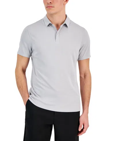 Shop Alfani Men's Alfatech Stretch Solid Polo Shirt, Created For Macy's In Grey Fog