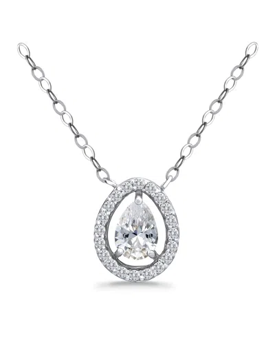 Shop Giani Bernini Cubic Zirconia Pear Halo Pendant Necklace In 18k Gold-plated Sterling Silver, 16" + 2", Created For 