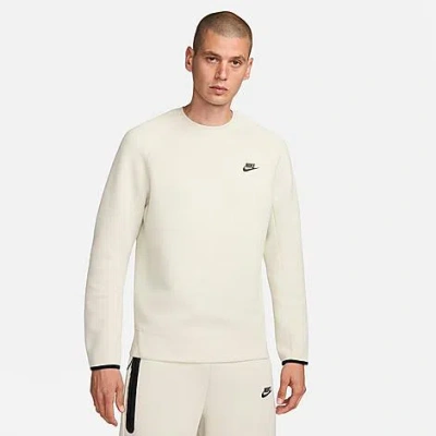 Shop Nike Men's Sportswear Tech Fleece Crew Sweatshirt In Sea Glass/black