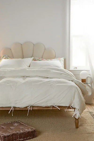 Shop Urban Outfitters Lacey Bows Duvet Cover In Ivory At