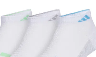 Shop Adidas Originals 3-pack Superlite Low Cut Socks In White/ Green Spark/ Blue Burst