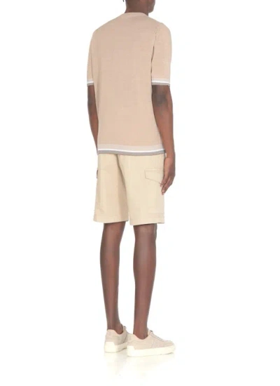Shop Peserico Beige Linen And Cotton Tshirt In Grey