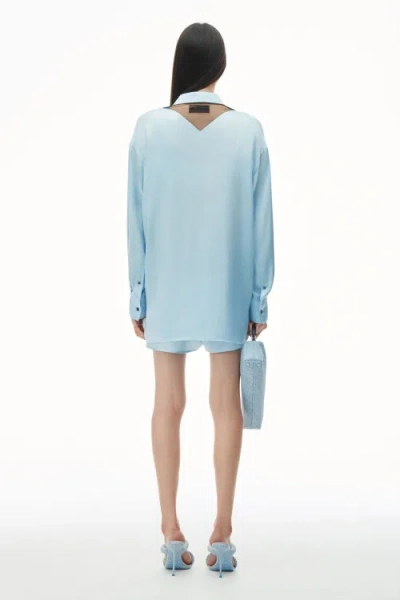 Shop Alexander Wang Tulle-panel Silk Shirt In Blue