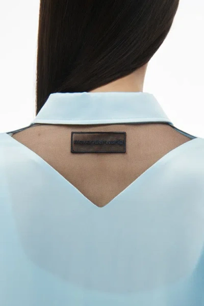 Shop Alexander Wang Tulle-panel Silk Shirt In Blue