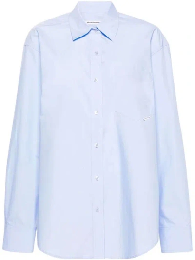 Shop Alexander Wang Blue Poplin Cotton Shirt