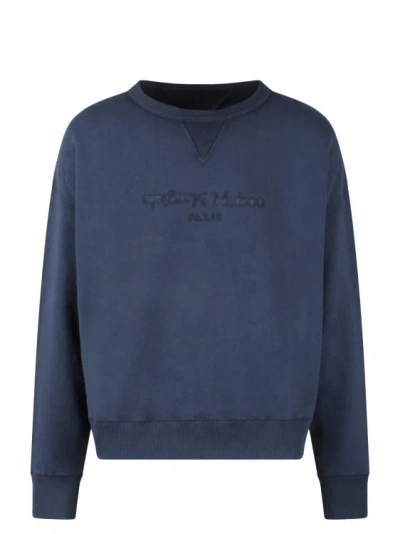 Shop Maison Margiela Reverse Logo Sweatshirt In Blue