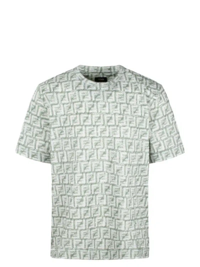 Shop Fendi Ff Cotton T-shirt In Green