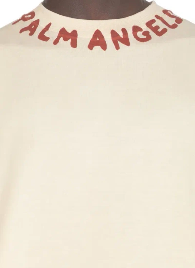 Shop Palm Angels Seasonal Logo T-shirt In Neutrals