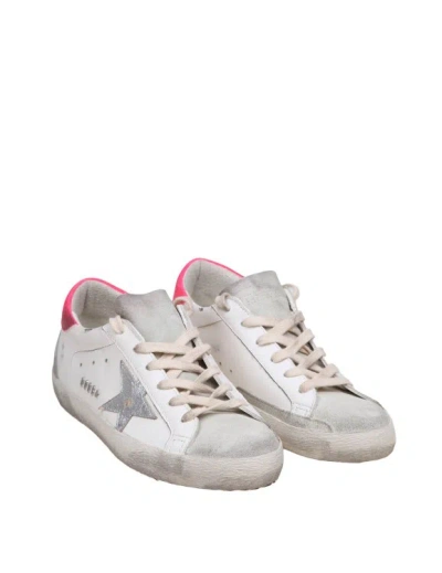 Shop Golden Goose Super-star Sneakers In White And Silver Leather And Suede