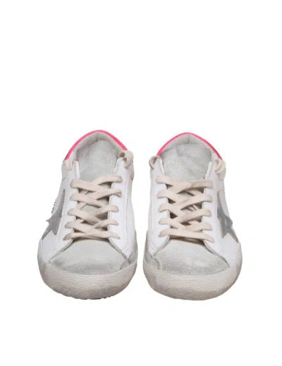 Shop Golden Goose Super-star Sneakers In White And Silver Leather And Suede