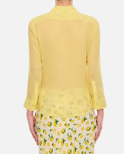 Stella Mccartney + Net Sustain Ruffled Organic Silk Crepe De Chine Shirt In Yellow