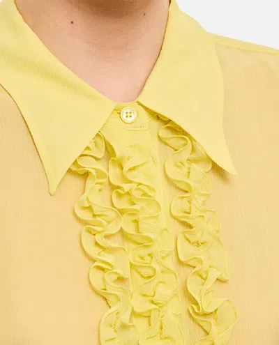 Stella Mccartney + Net Sustain Ruffled Organic Silk Crepe De Chine Shirt In Yellow