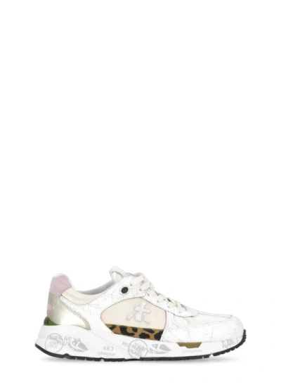 Shop Premiata Beige Sneakers In White