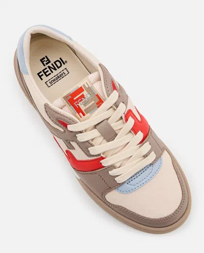 Shop Fendi Match Leather And Canvas Sneakers In Multicolor