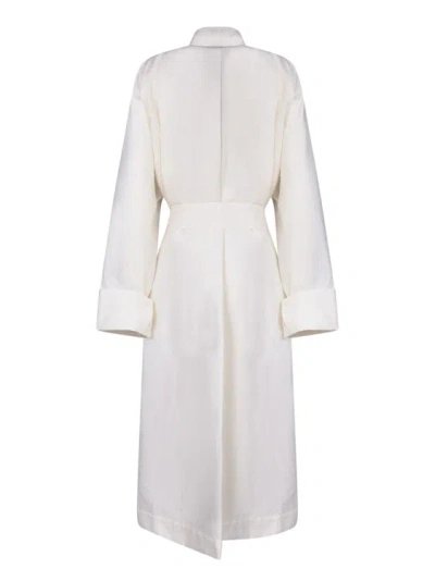 Shop Issey Miyake Linen Trench Coat In White