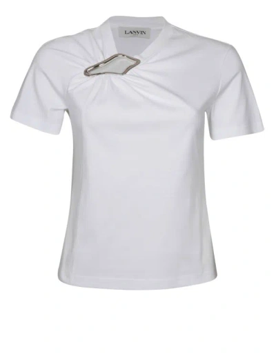 Shop Lanvin Fitted Top In White Cotton