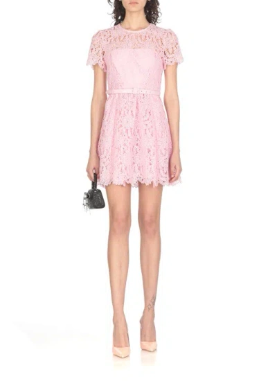 Shop Self-portrait Guipure Lace Dress In Pink