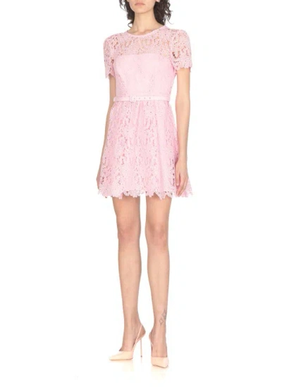 Shop Self-portrait Guipure Lace Dress In Pink