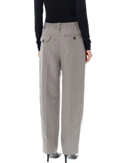 Shop Marni Check Flared Pants In Grey