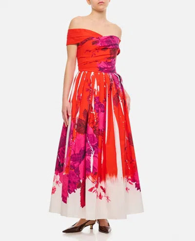 Shop Erdem Off Shoulder Full Skirt Cocktail Dress In Red