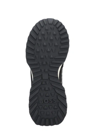 Shop Hugo Boss Black Boss Black Suede Leather And Fabric Sneakers