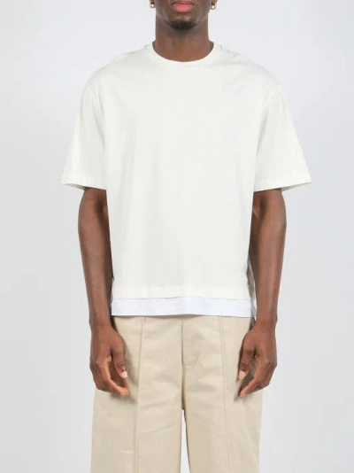 Shop Neil Barrett Slim Dropped Shoulder Bicolor T-shirt In White