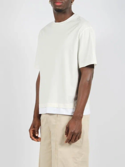 Shop Neil Barrett Slim Dropped Shoulder Bicolor T-shirt In White